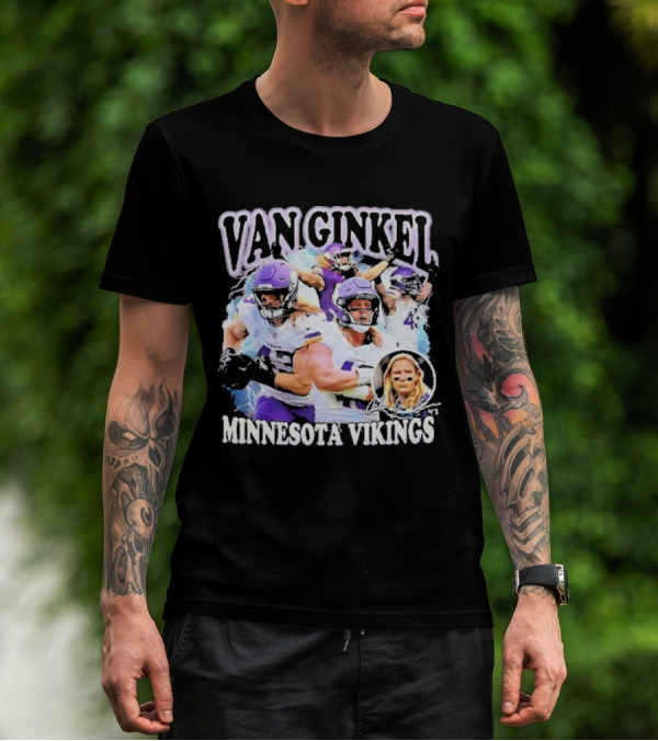 Van Ginkel Minnesota Vikings Football Action Montage T-Shirt