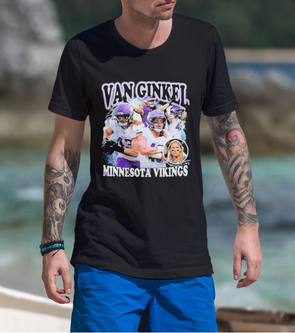 Van Ginkel Minnesota Vikings Football Action Montage T-Shirt
