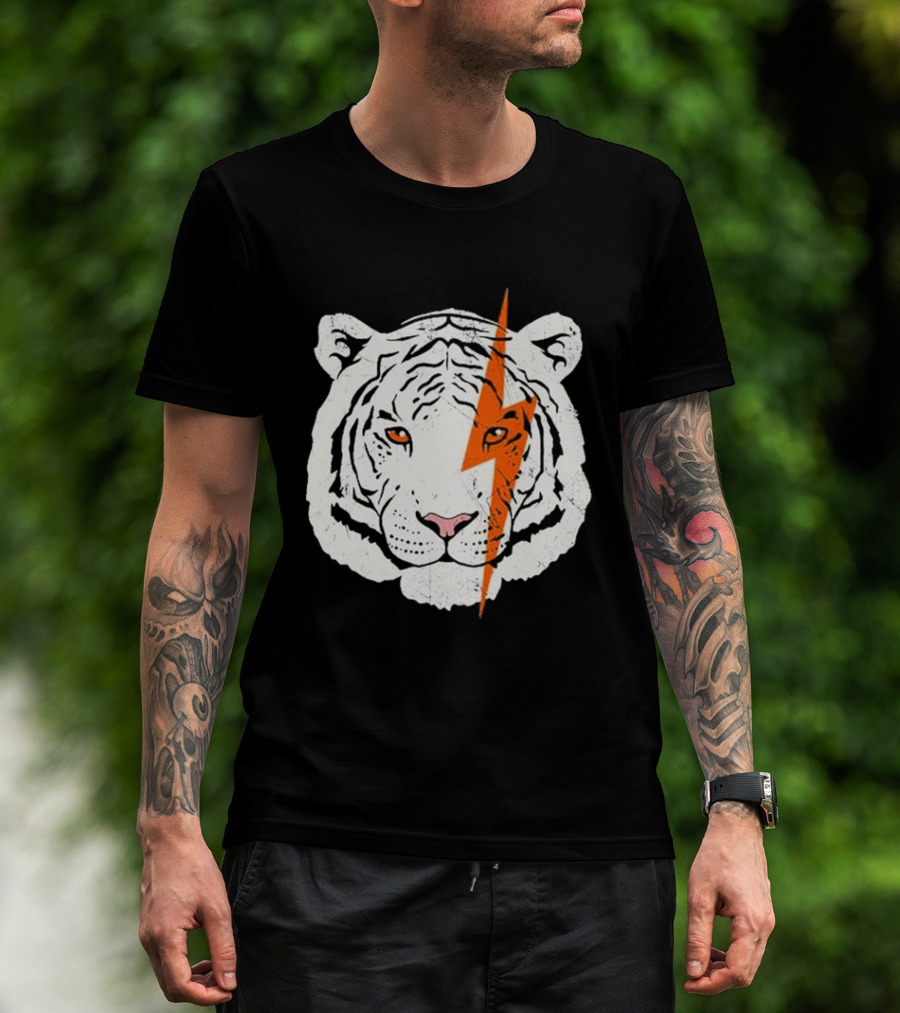 White Tiger Lightning Bolt Face T-Shirt