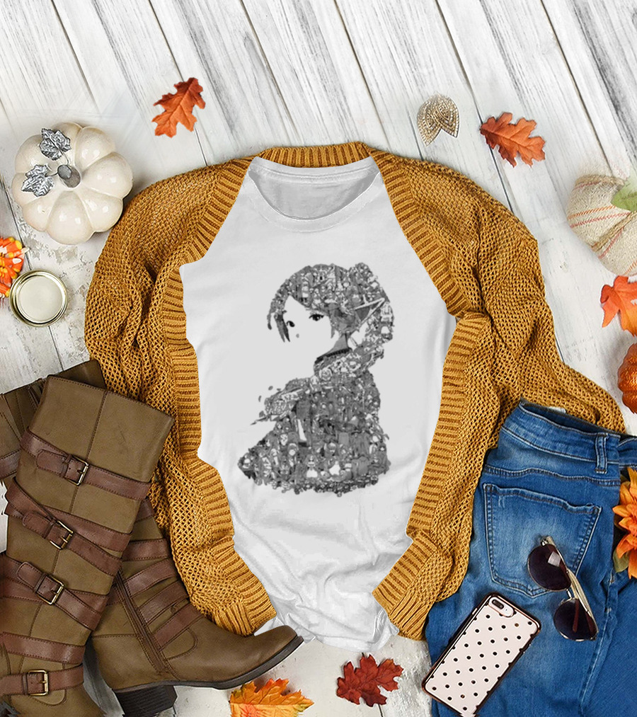 Turned Ninja Frieren Manga Collage Character T-Shirt