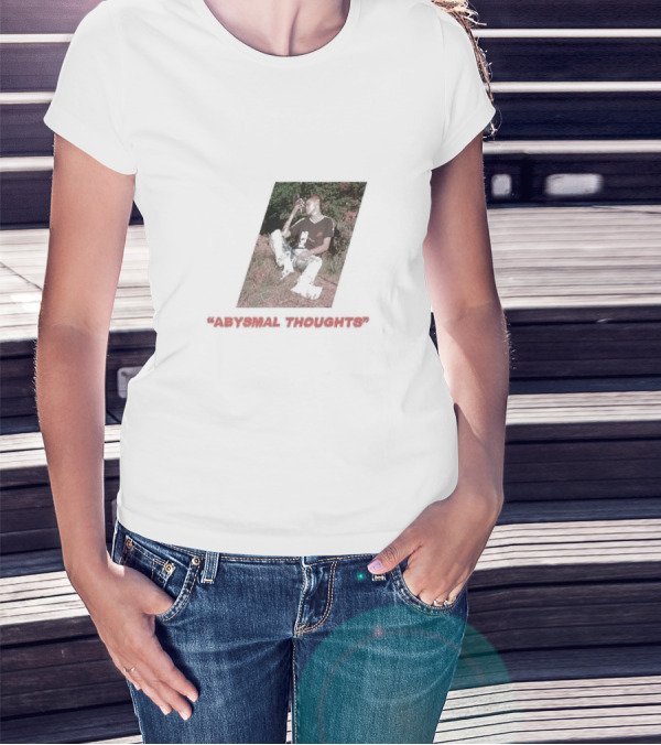 Abysmal Thoughts The Drums Album Art With Seated Figure And Nature Background T-Shirt