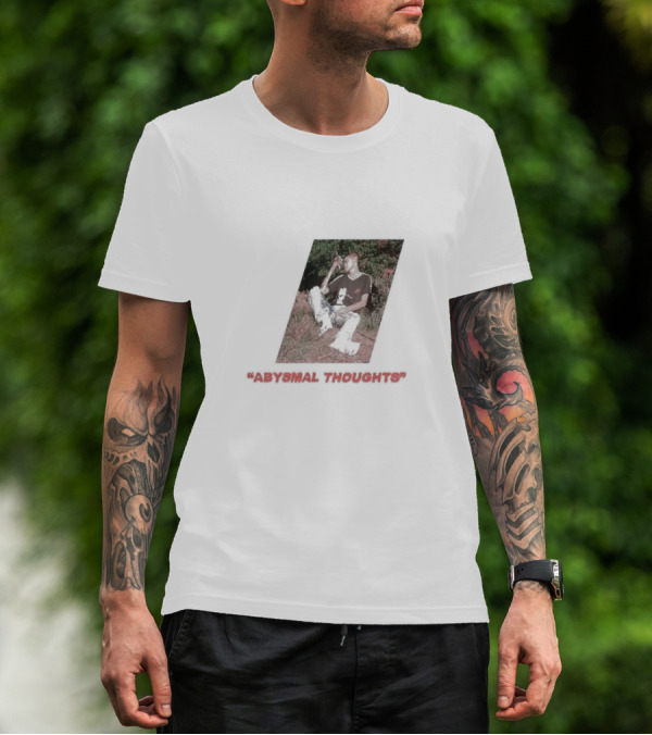 Abysmal Thoughts The Drums Album Art With Seated Figure And Nature Background T-Shirt