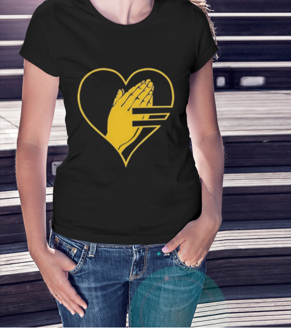 God Is Love Heart Praying Hands Yellow Equality T-Shirt
