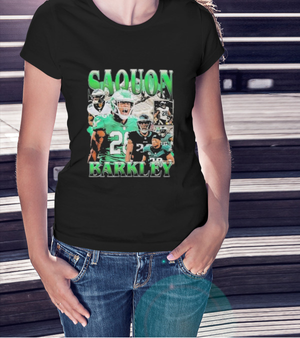 SAQUON BARKLEY Players In Green And Black Jersey Collage T-Shirt