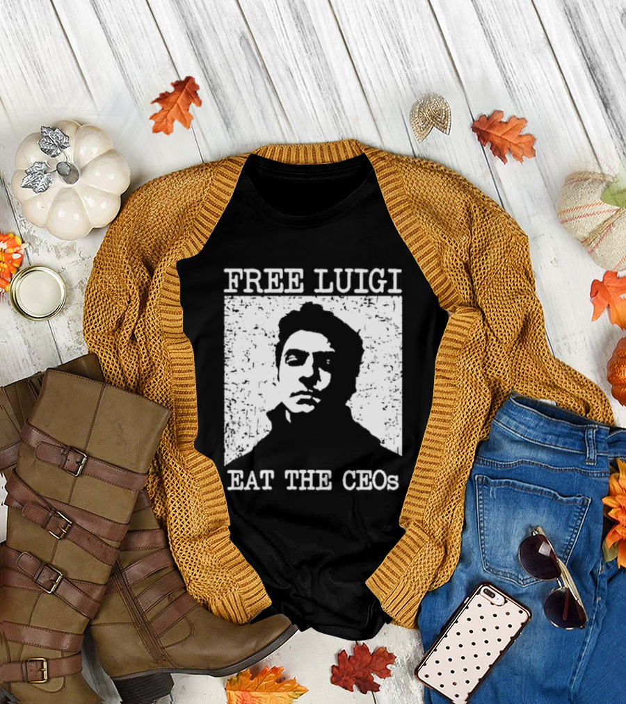 Free Luigi Eat The CEOs Stencil T-Shirt