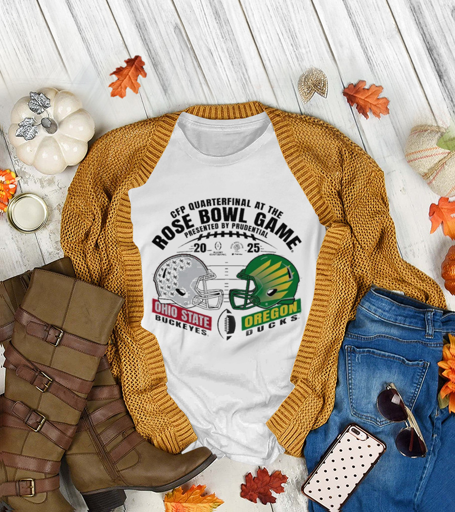 CFP Quarterfinal at the Rose Bowl Game 2024-25 Oregon Ducks vs Ohio State Buckeyes T-Shirt