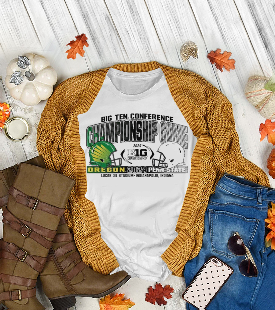 Big Ten Conference Championship Game 2024 Oregon vs. Penn State Lucas Oil Stadium Indianapolis Indiana T-Shirt