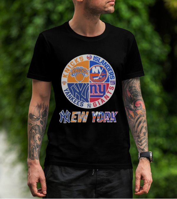 New York Knicks Islanders Yankees Giants Sports Fan Collection T-Shirt