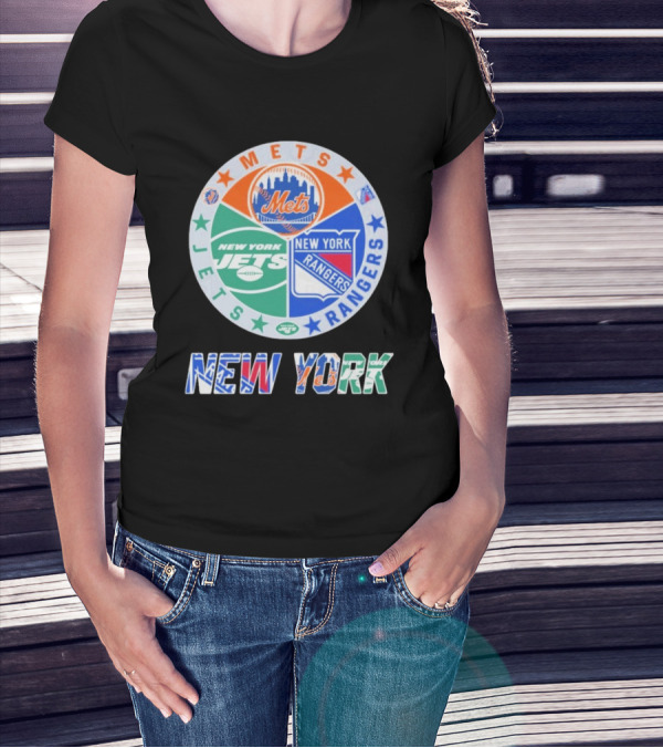 New York Mets Jets Rangers Logo Collaboration T-Shirt