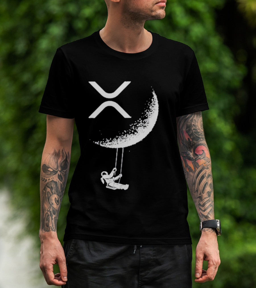 X-Moon Astronaut Swinging Beneath Lyndsey Wearing's Symbolic T-Shirt