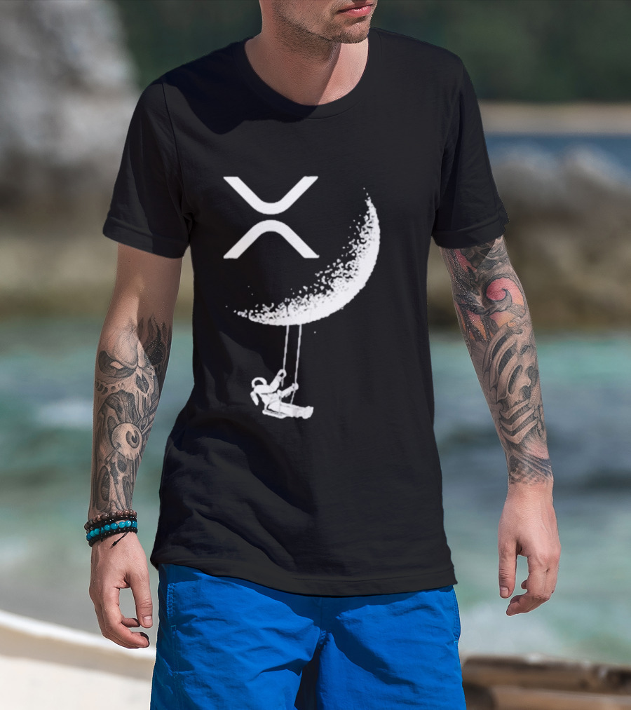 X-Moon Astronaut Swinging Beneath Lyndsey Wearing's Symbolic T-Shirt