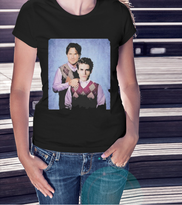 Paul Wesley Ian Somerhalder Step Brothers Parody Argyle Sweater Duo T-Shirt
