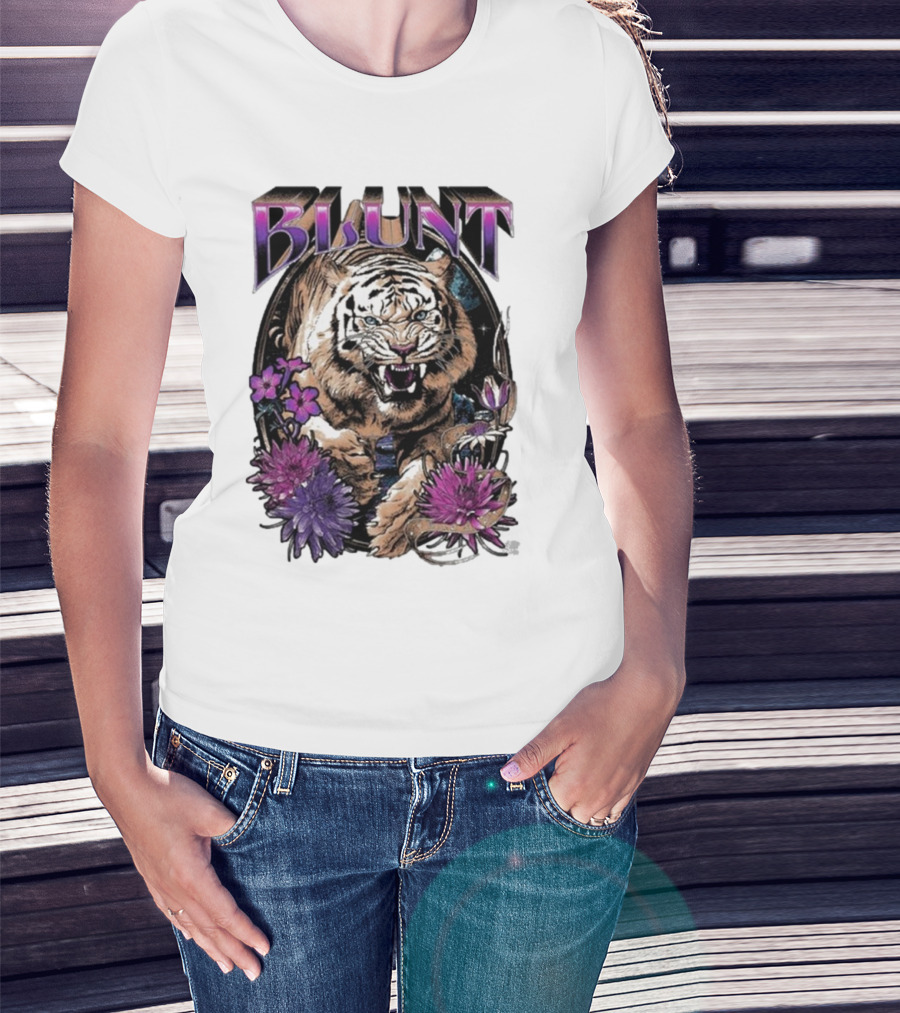 BLunt Fierce Tiger With Flowers T-Shirt