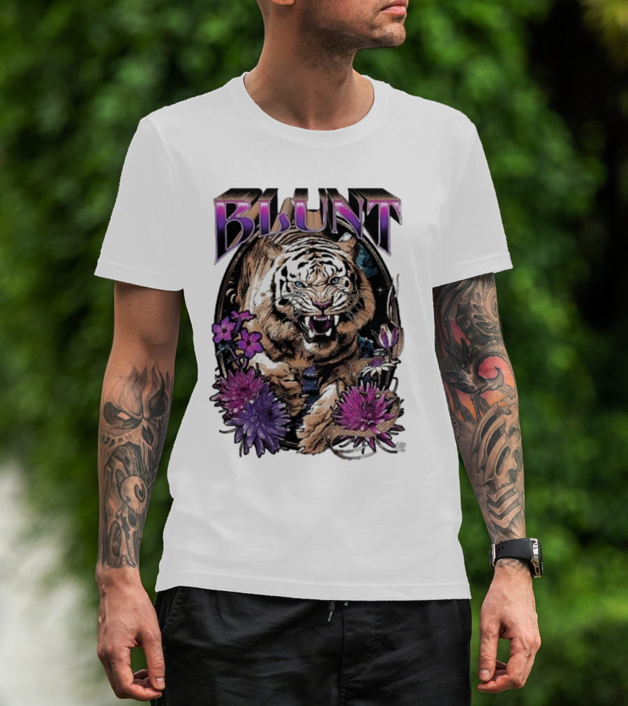 BLunt Fierce Tiger With Flowers T-Shirt