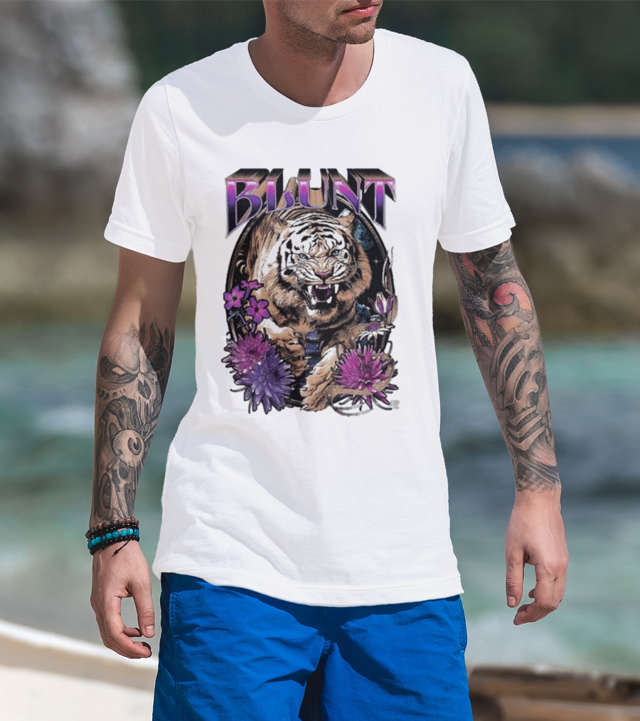 BLunt Fierce Tiger With Flowers T-Shirt