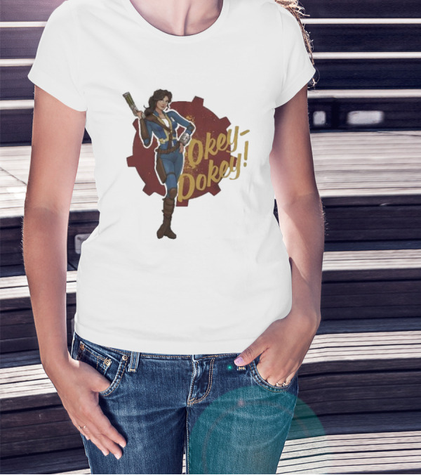 Spartan117gw Lucy Okey Dokey Fallout Vault Suit Gear Iconic Pose T-Shirt