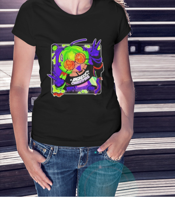 Izzy Gijinka Insect Christmas Peace Pose With Bright Colors And Glasses T-Shirt