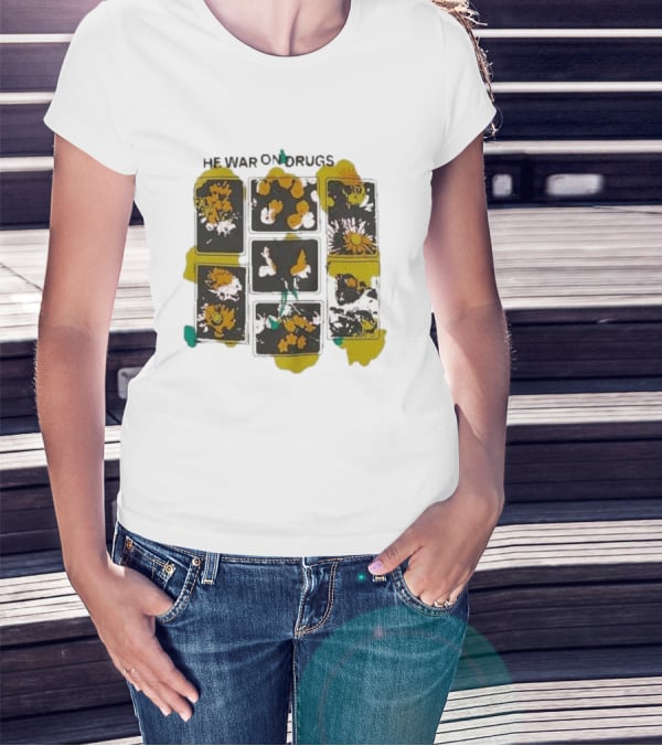 The War On Drugs Floral Squares Art Yellow Splatter T-Shirt