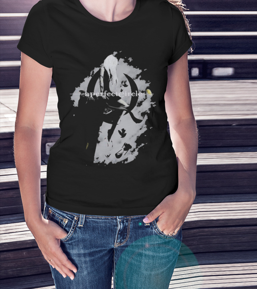 A Perfect Circle Grunge Style Angel Figure With Crescent T-Shirt