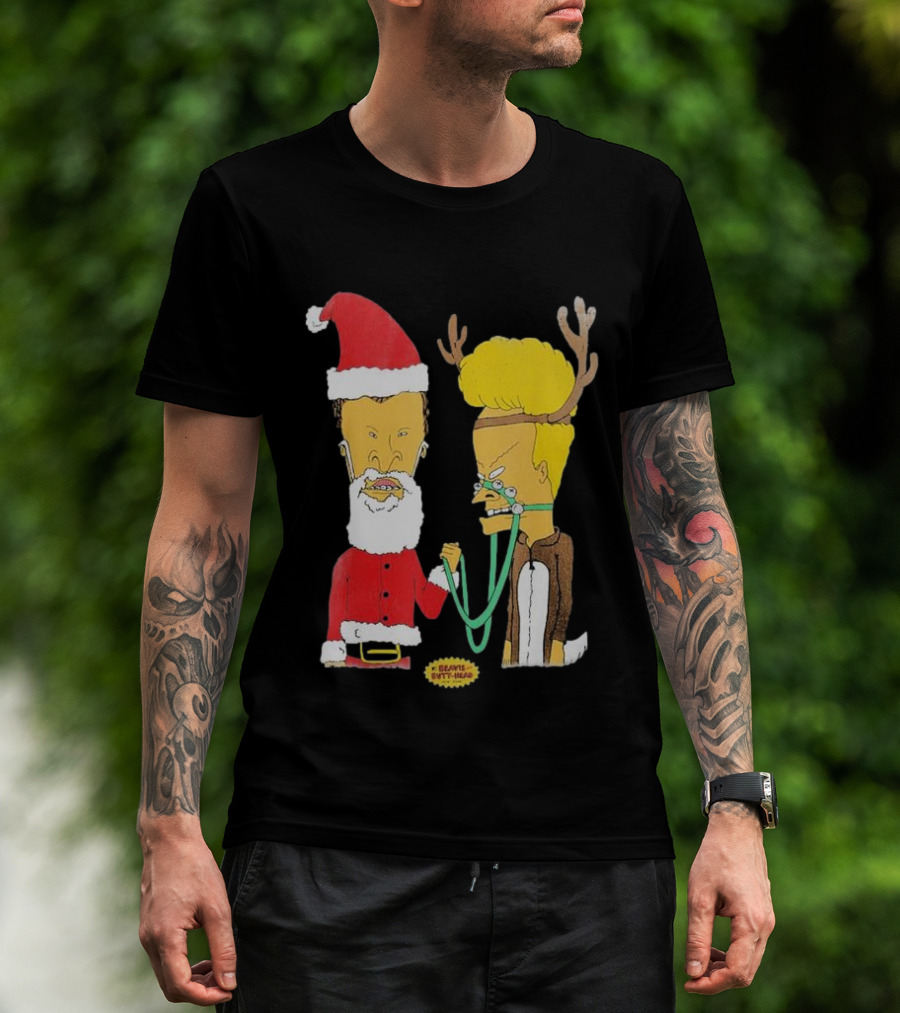 Beavis And Butt-head Santa And Reindeer Christmas T-Shirt