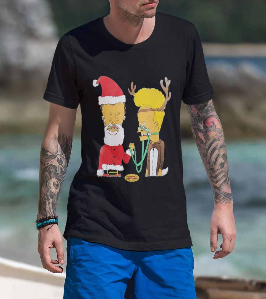 Beavis And Butt-head Santa And Reindeer Christmas T-Shirt