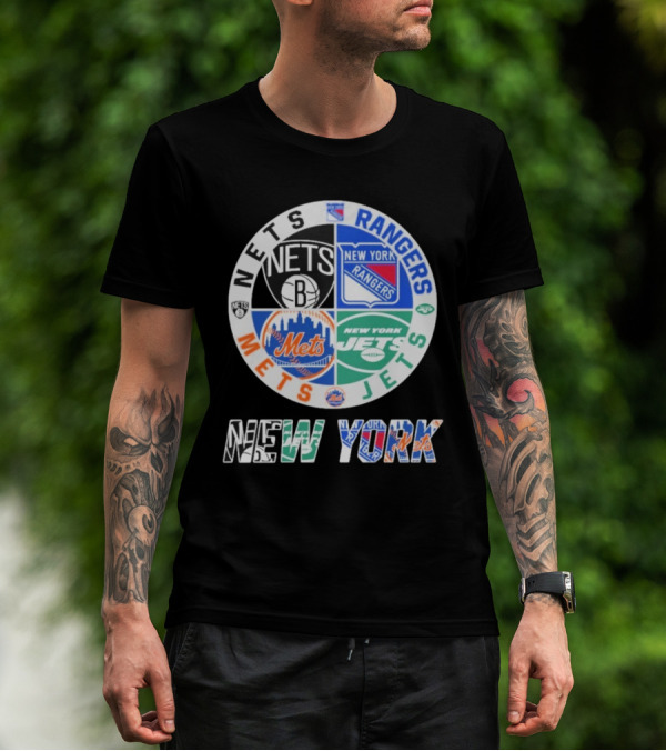 Brooklyn Nets New York Rangers Jets Mets New York T-Shirt