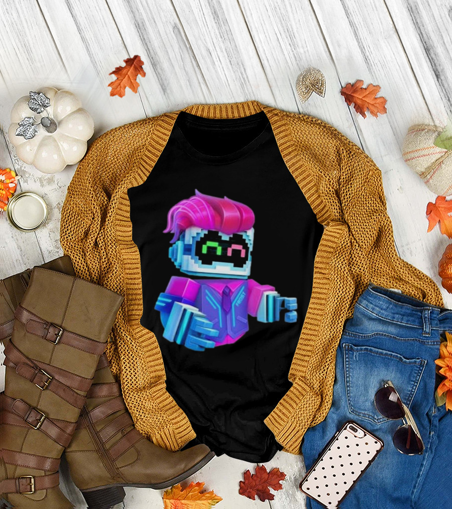 Cubic Games Cyber Robbie Pixelated Character Neon T-Shirt