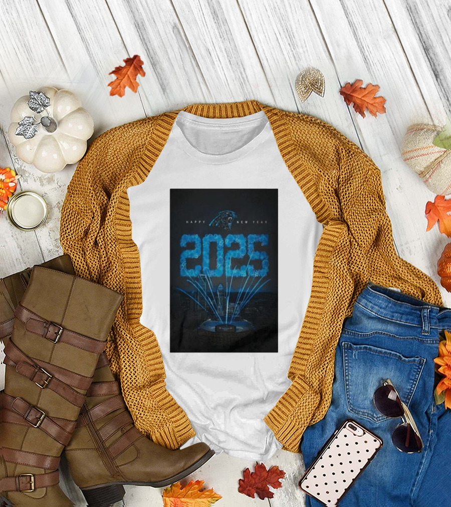 Carolina Panthers Happy New Year 2025 T-Shirt