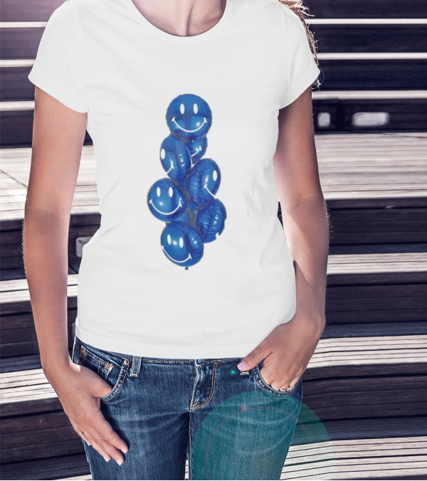 Smiley Celebration Blue Balloons T-Shirt