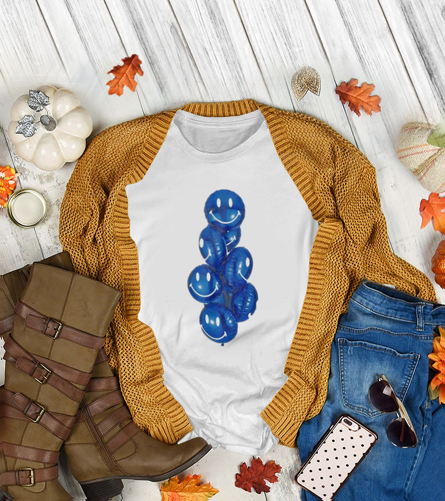 Smiley Celebration Blue Balloons T-Shirt