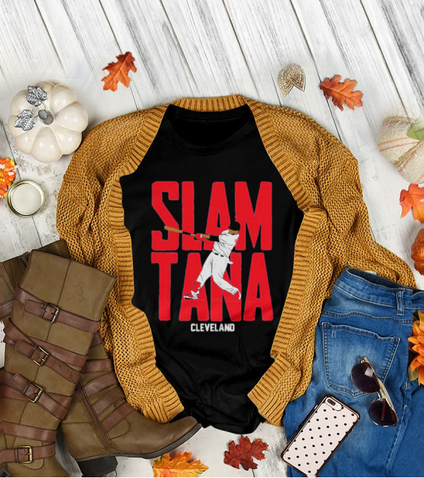Carlos Santana Cleveland Baseball Slamtana Player T-Shirt