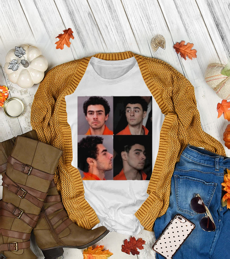 Multifaceted Expression of Luigi Mangione in Orange Attire T-Shirt