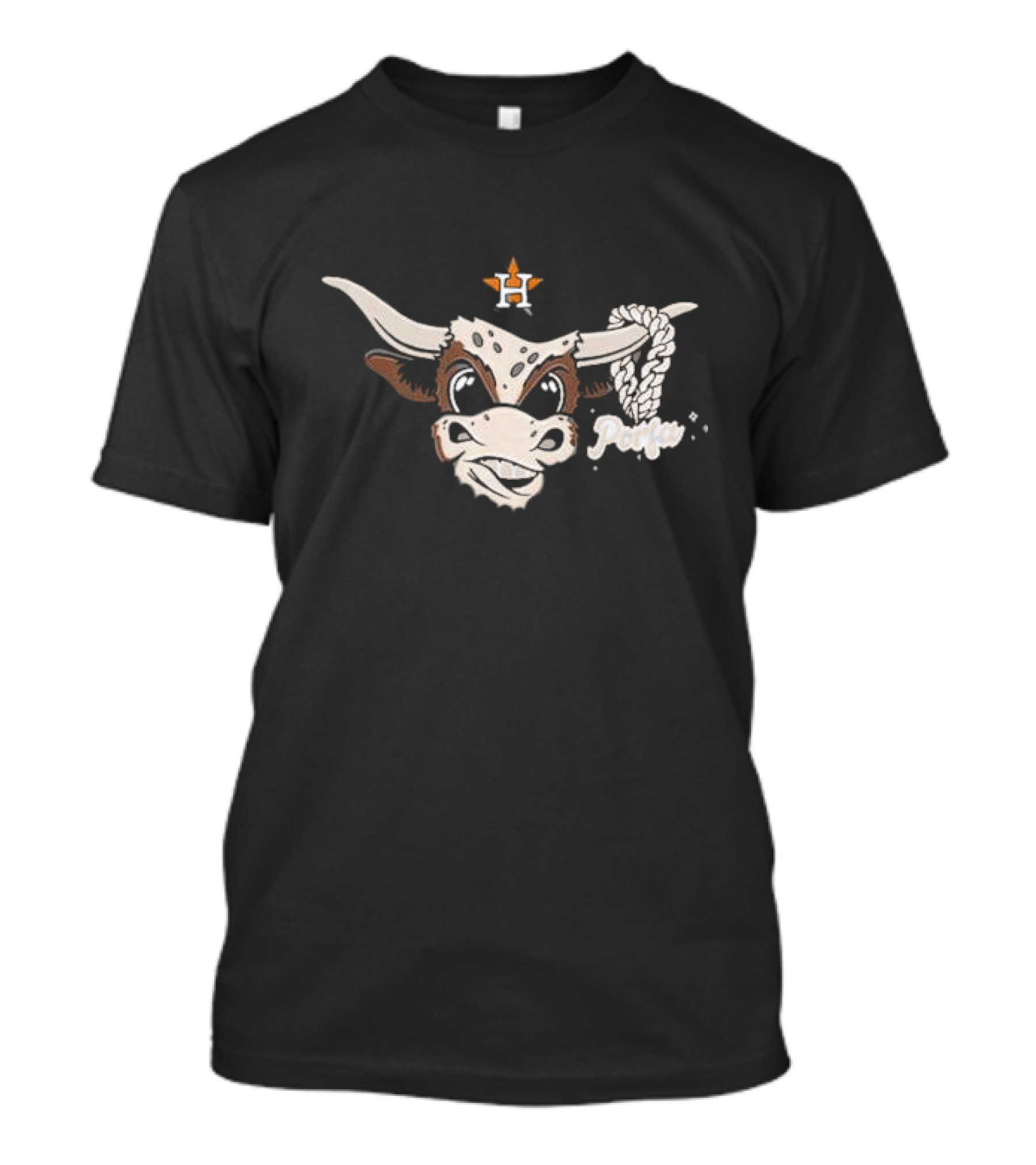 Houston Bull With Rope Chain And Por Favor Text T-Shirt