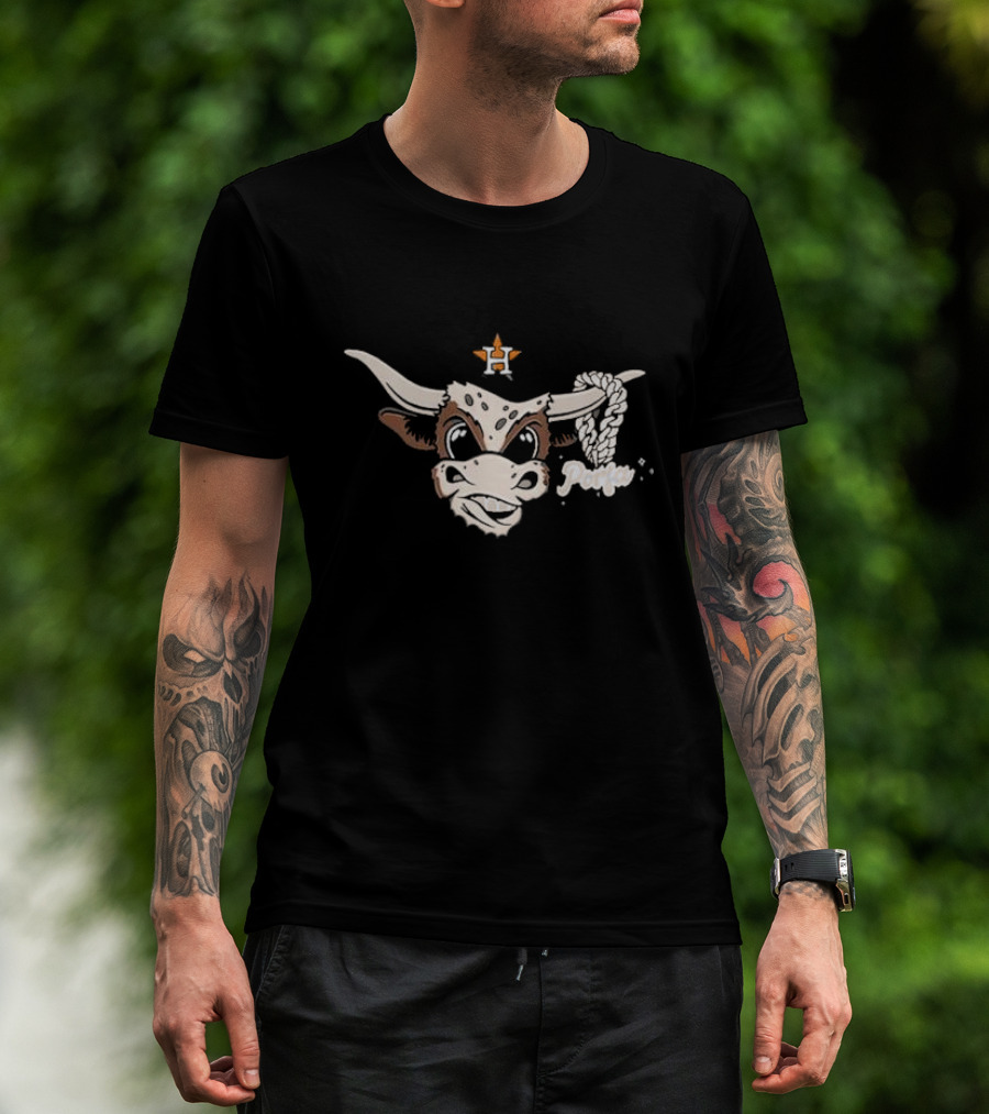 Houston Bull With Rope Chain And Por Favor Text T-Shirt