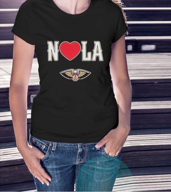 New Orleans Pelicans Heart NOLA Love With Pelicans T-Shirt