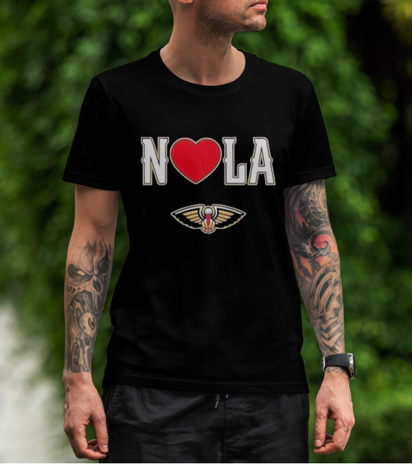 New Orleans Pelicans Heart NOLA Love With Pelicans T-Shirt
