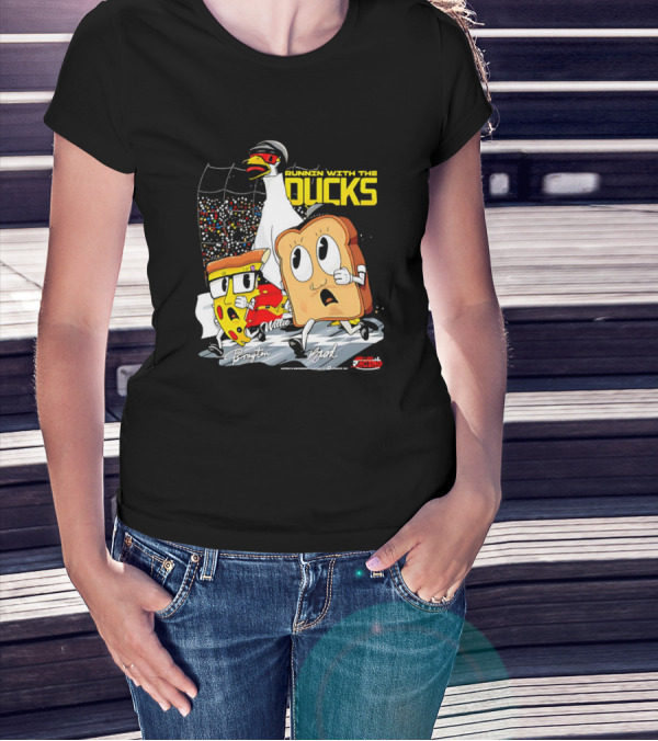 Running With The Ducks Brayton Brad Willie Cartoon Pizza And Toast Racing T-Shirt