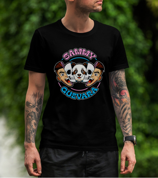 SAMMY GUEVARA PANDA POWER WRESTLER CARTOON FACES T-Shirt