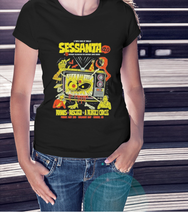 Sessanta 2.0 Event Primus Puscifer A Perfect Circle May 2 2025 Rogers AR Walmart AMP TV T-Shirt