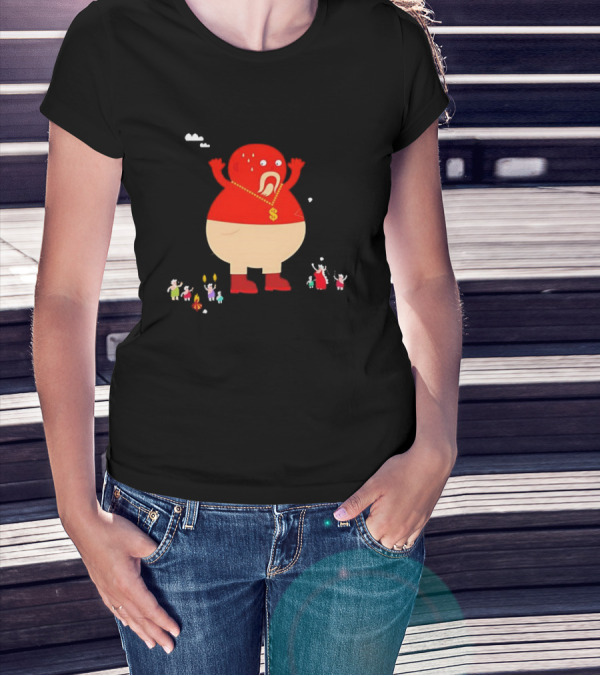Simon Oxley Neanderfools Giant Red Character Dollar Necklace T-Shirt