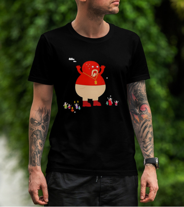 Simon Oxley Neanderfools Giant Red Character Dollar Necklace T-Shirt