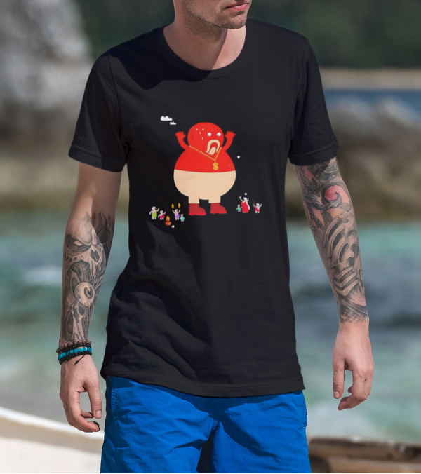 Simon Oxley Neanderfools Giant Red Character Dollar Necklace T-Shirt