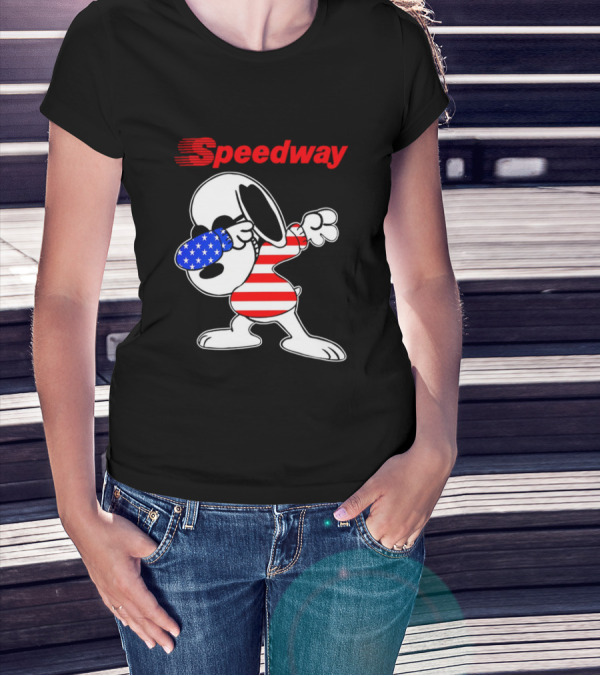 Speedway Snoopy Dabbing American Flag Outfit T-Shirt