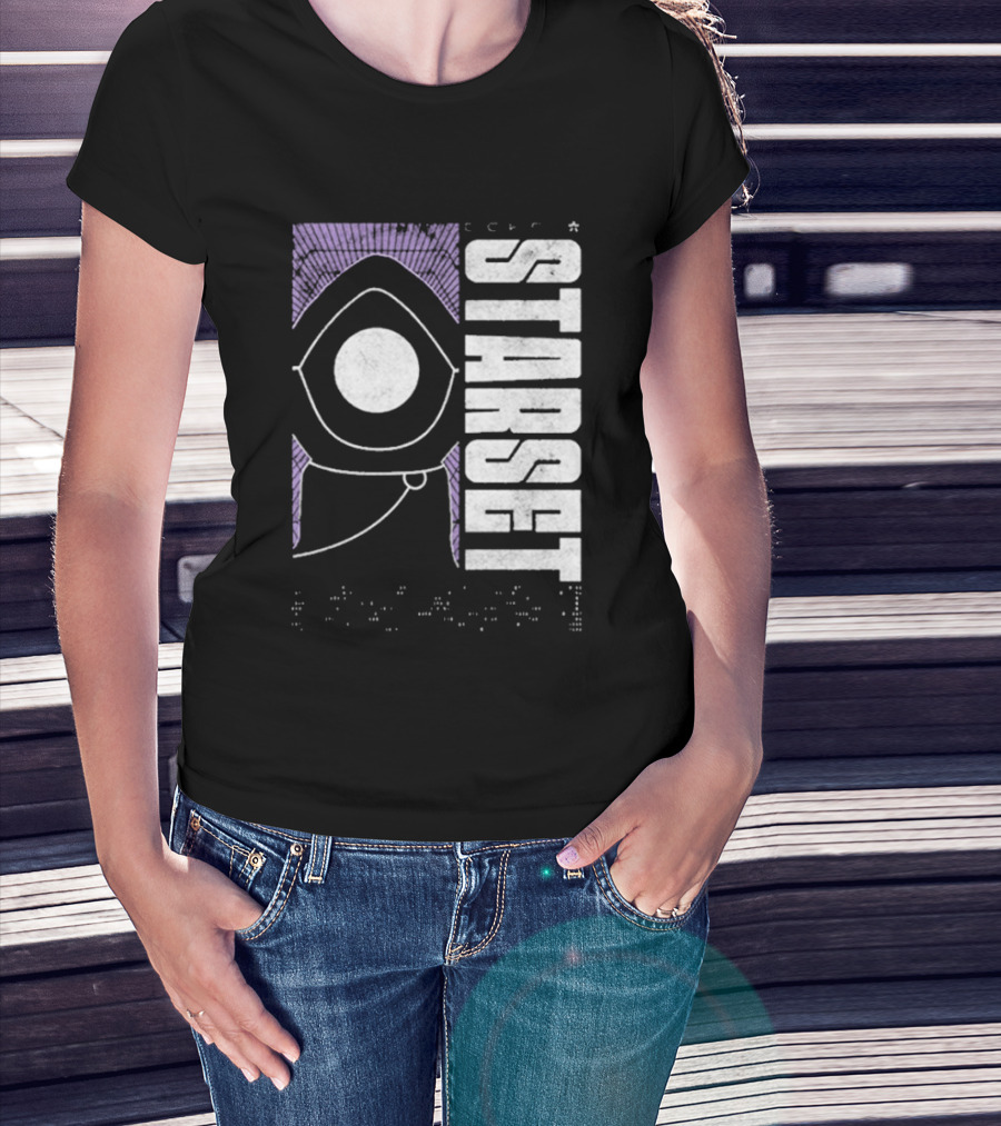 Starset Echo Purple Hooded Figure Bold White Text T-Shirt