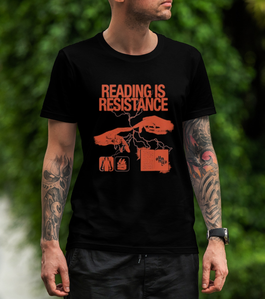 Sunnys Book Truck Reading Is Resistance With Hands And Open Books T-Shirt