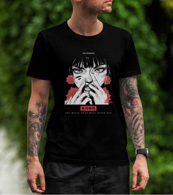 Ten Hundred The White Flag Will Never Fly Succulent Red Rose Manga Art T-Shirt