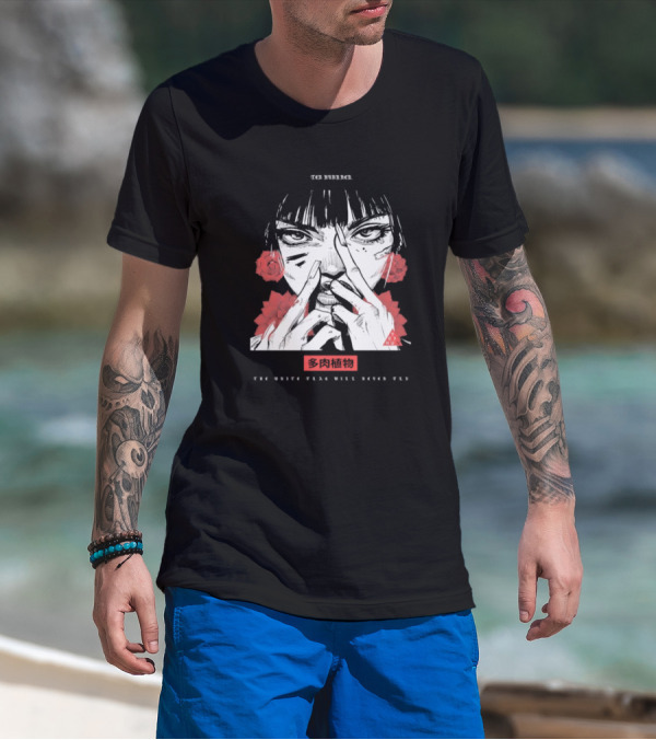 Ten Hundred The White Flag Will Never Fly Succulent Red Rose Manga Art T-Shirt