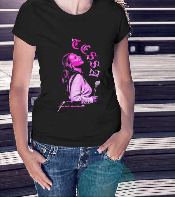 Tessa Forever Økologisk Pink Silhouette With Rose And Stars T-Shirt