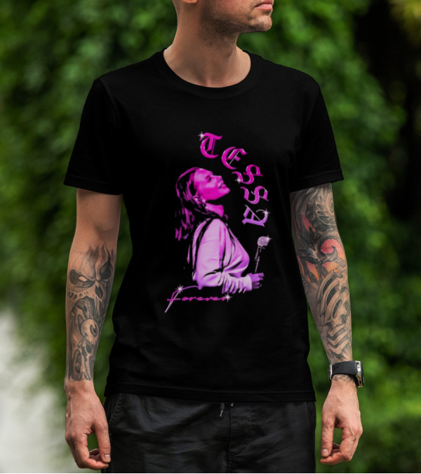 Tessa Forever Økologisk Pink Silhouette With Rose And Stars T-Shirt