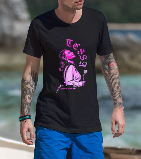 Tessa Forever Økologisk Pink Silhouette With Rose And Stars T-Shirt